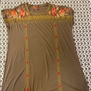 Johnny Was Dark Gray Shift Dress